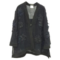 Chanel Black Mesh Applique Camisole Cardigan Twin Set