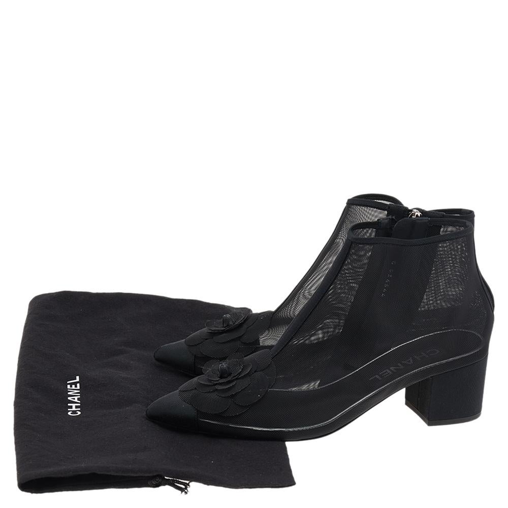 Chanel Black Mesh CC Ankle Boots 37.5 1