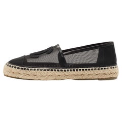 Chanel Black Mesh CC Espadrille Flats Size 37