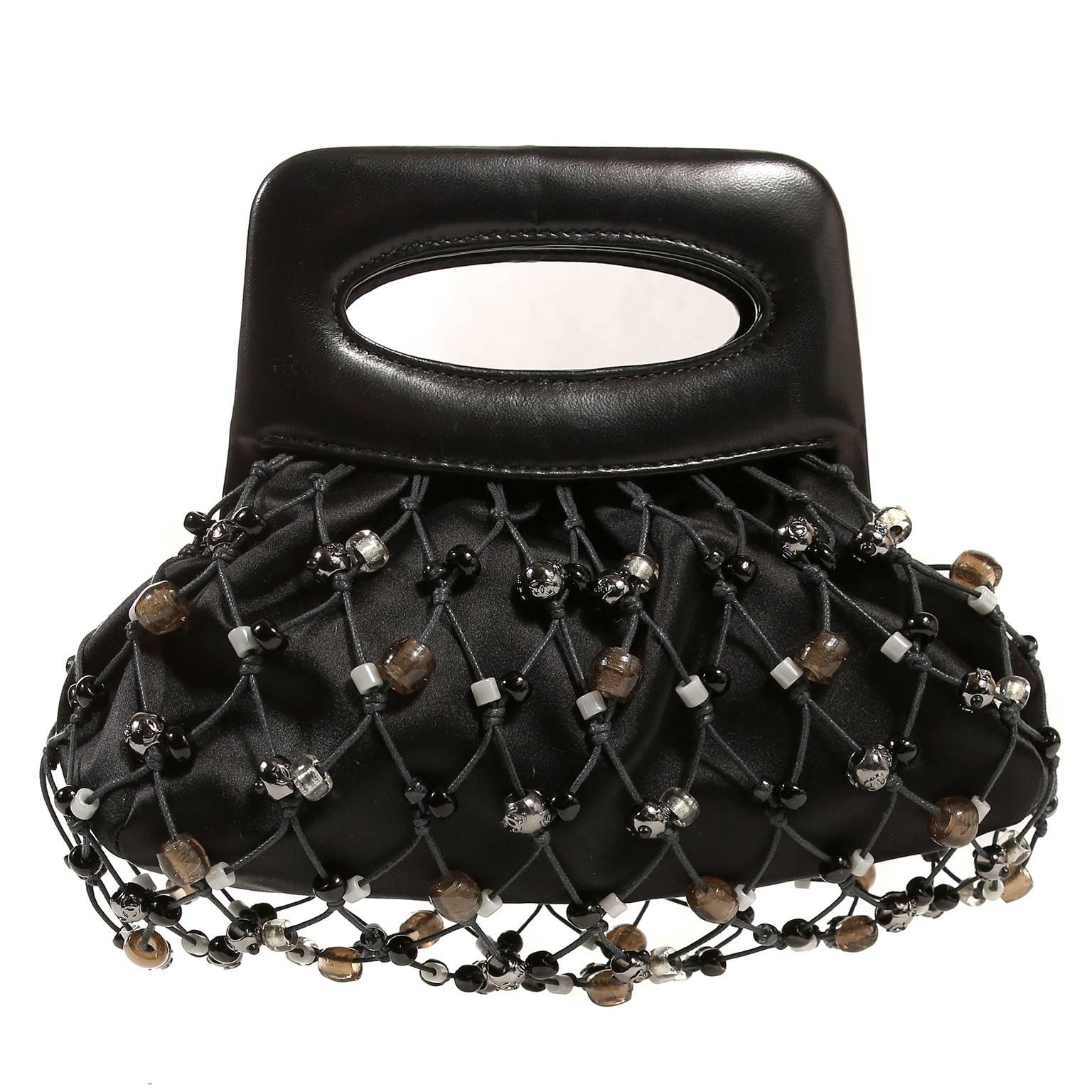 Chanel Black Mesh Evening Bag In Excellent Condition In Palm Beach, FL