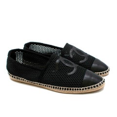 Chanel Black Mesh & Lambskin CC Espadrilles - Size EU 40