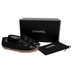 Chanel Black Mesh & Lambskin CC Espadrilles - Size EU 40
