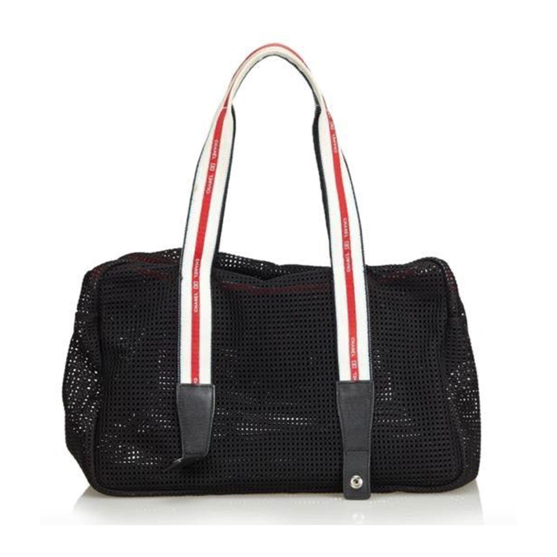 Women's or Men's Chanel Black Mesh Sport Bag With Expandable Snap Detail For Sale