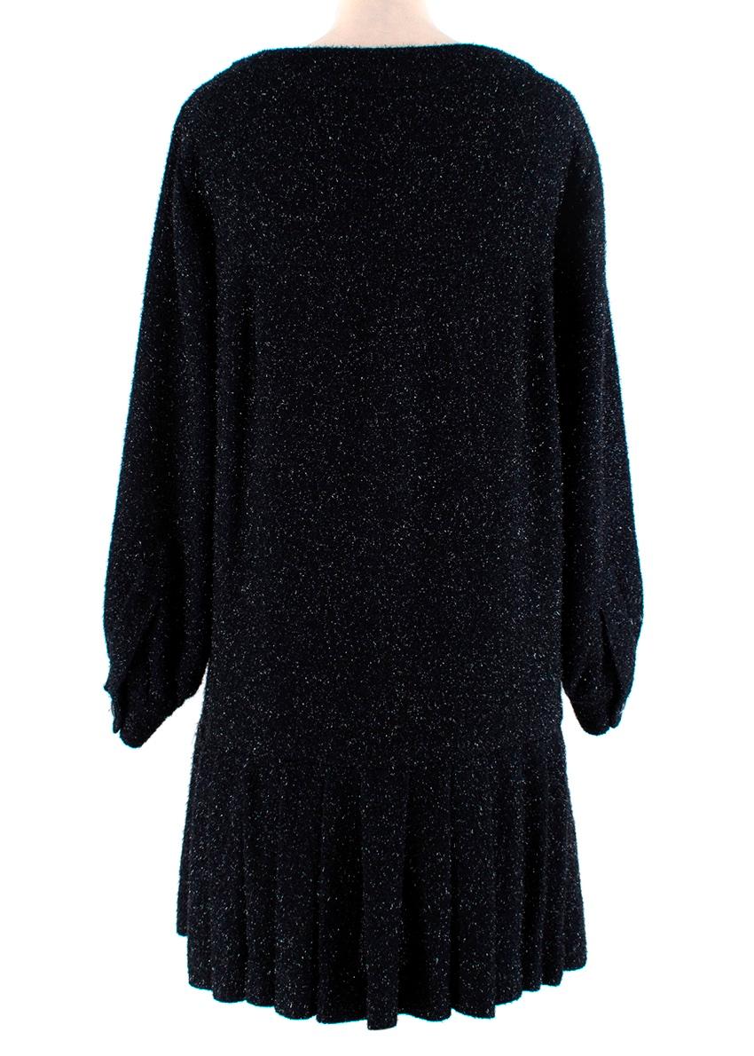 Chanel Black Metallic Boucle Dress Coat In Excellent Condition For Sale In London, GB
