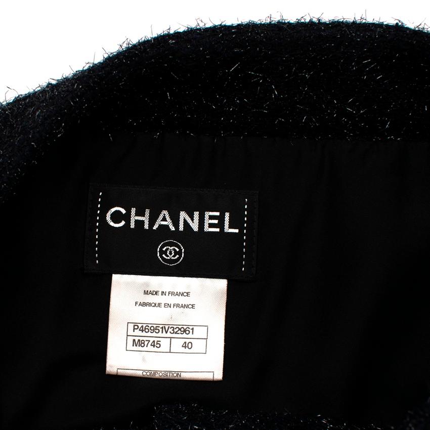Chanel Black Metallic Boucle Dress Coat For Sale 1