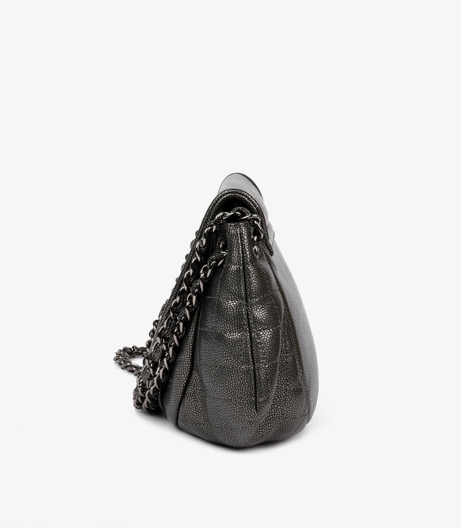 Chanel Black Metallic Caviar Leather Half Moon Timeless Flap Bag 1