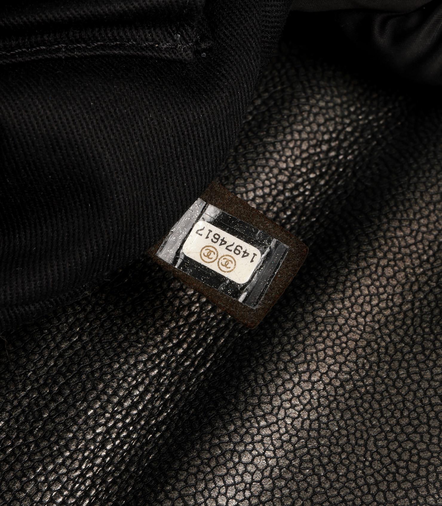 Chanel Black Metallic Caviar Leather Half Moon Timeless Flap Bag 4