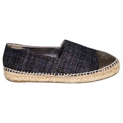 Chanel Black Metallic CC Tweed Espadrilles Size IT 39