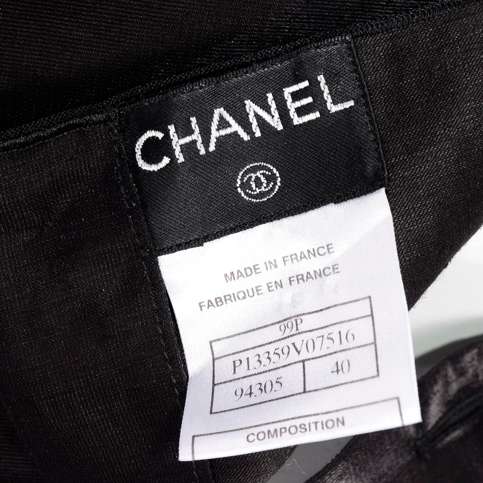Chanel Black Metallic Linen Boat Neck Top With CC Logo Monogram Buttons  6
