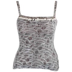 Chanel Black Metallic Lurex Knit Embellished Camisole M