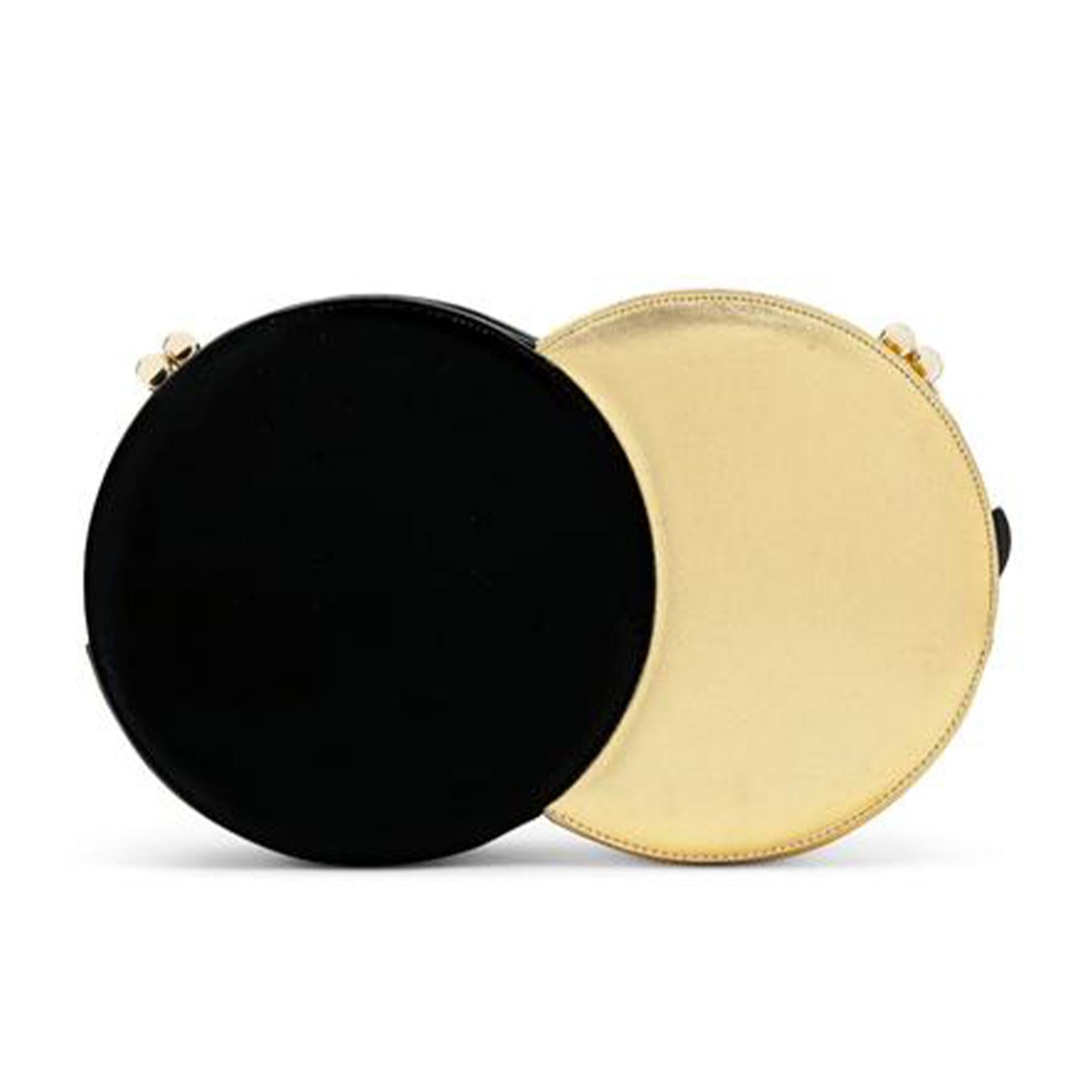 Chanel Black Metallic Minaudière Double Circle Runway Clutch In Good Condition For Sale In Miami, FL