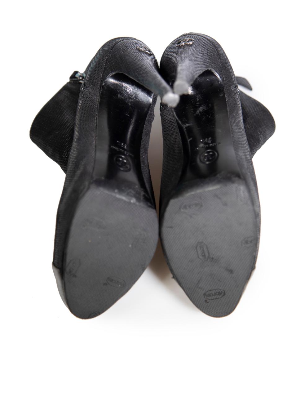 Women's Chanel Black Metallic Platform Ankle Boots Size IT 39.5