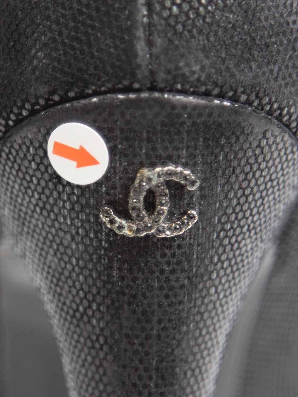 Chanel Black Metallic Platform Ankle Boots Size IT 39.5 3