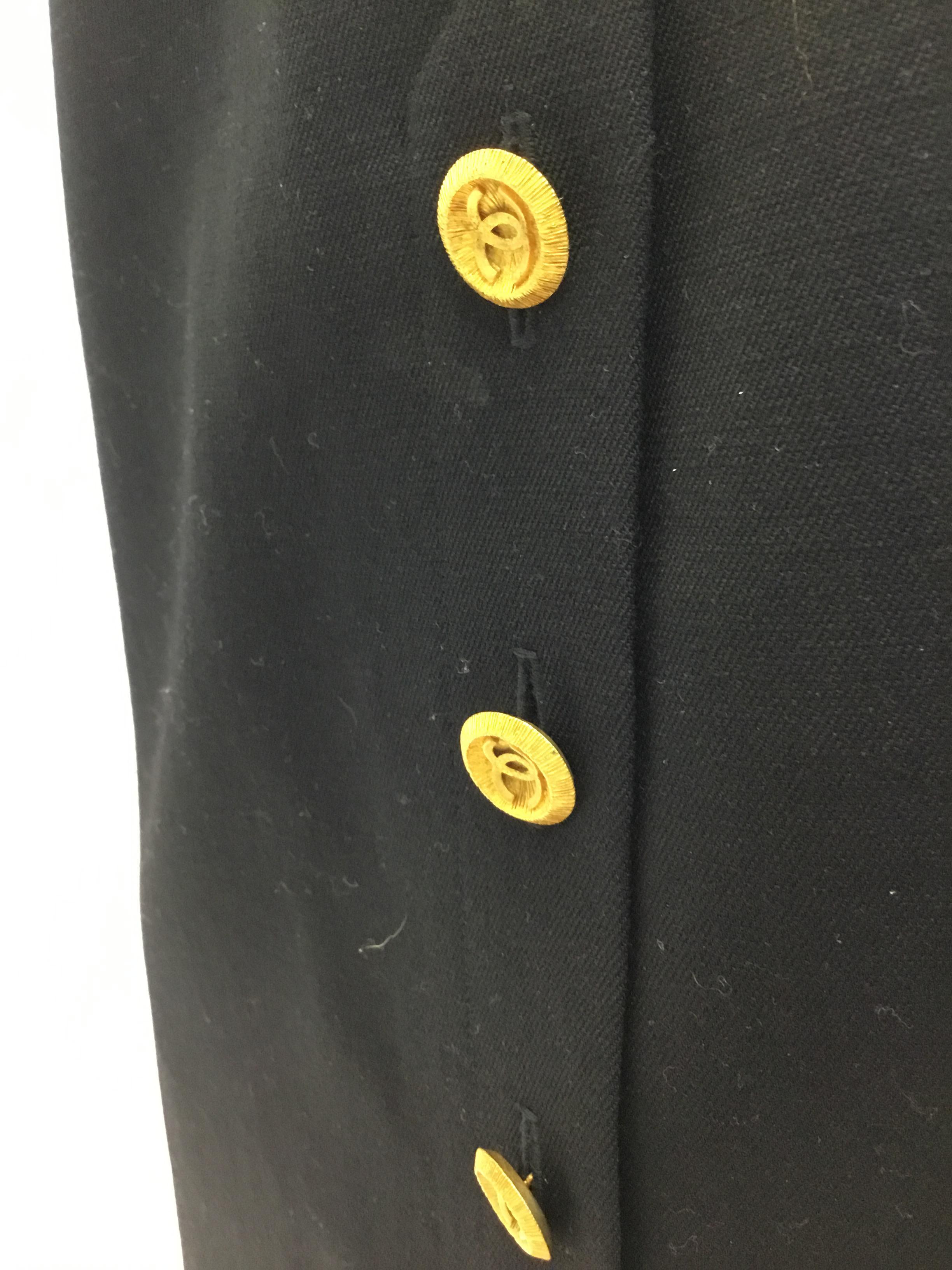 Chanel Black Mid-Length Skirt with Gold Buttons For Sale 1