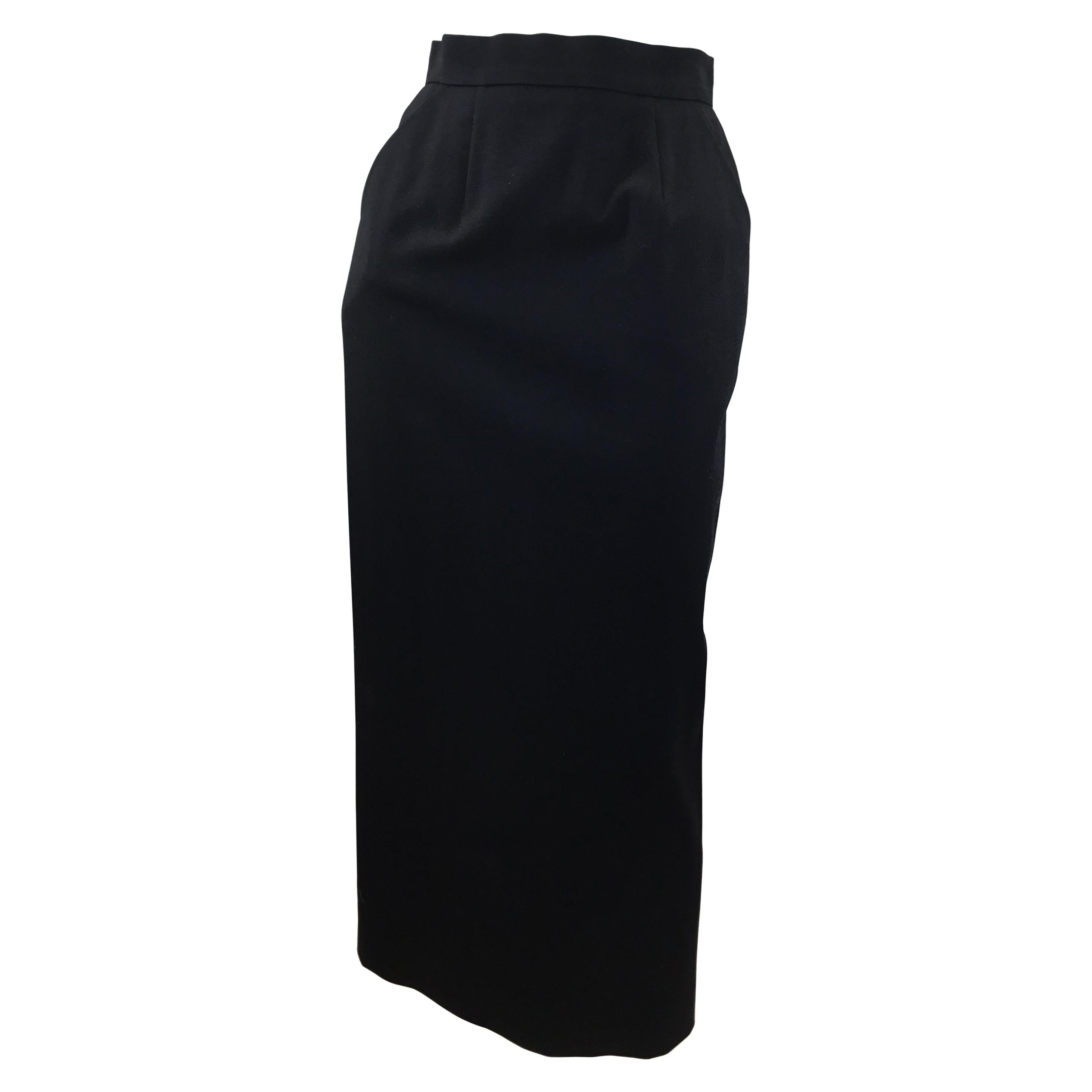 Chanel Black Mid-Length Skirt with Gold Buttons For Sale