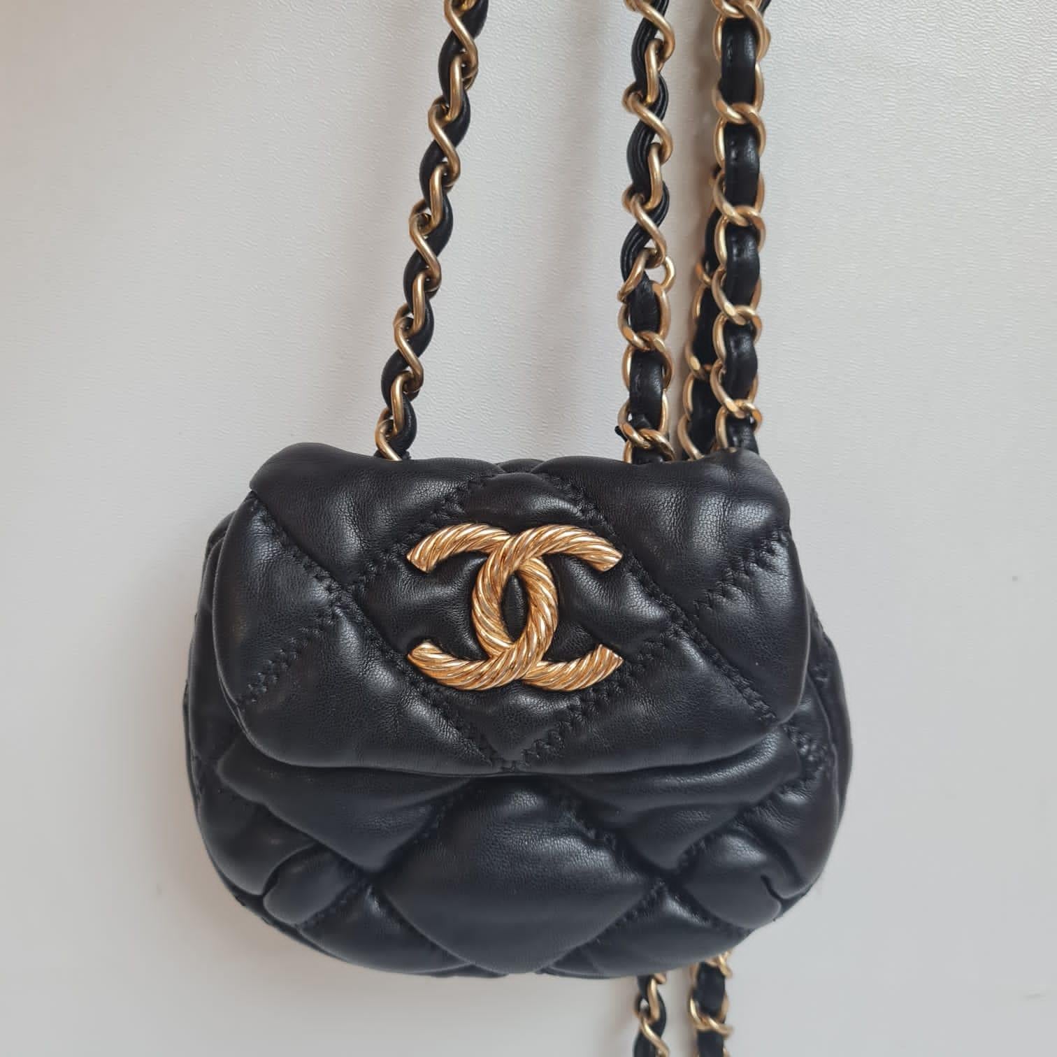 Chanel Black Mini Bubble Quilted Flap Crossbody Bag 11
