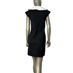 Chanel Black Mini Dress with White Collar - Size 38
