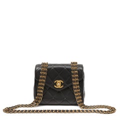Chanel Black Mini Envelope Flap Quilted Lambskin Leather w/Gold Hardware
