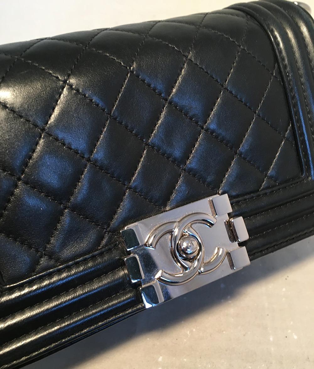 Women's Chanel Black Mini Leather & Galuchat Le Boy Bag with Studded Strap