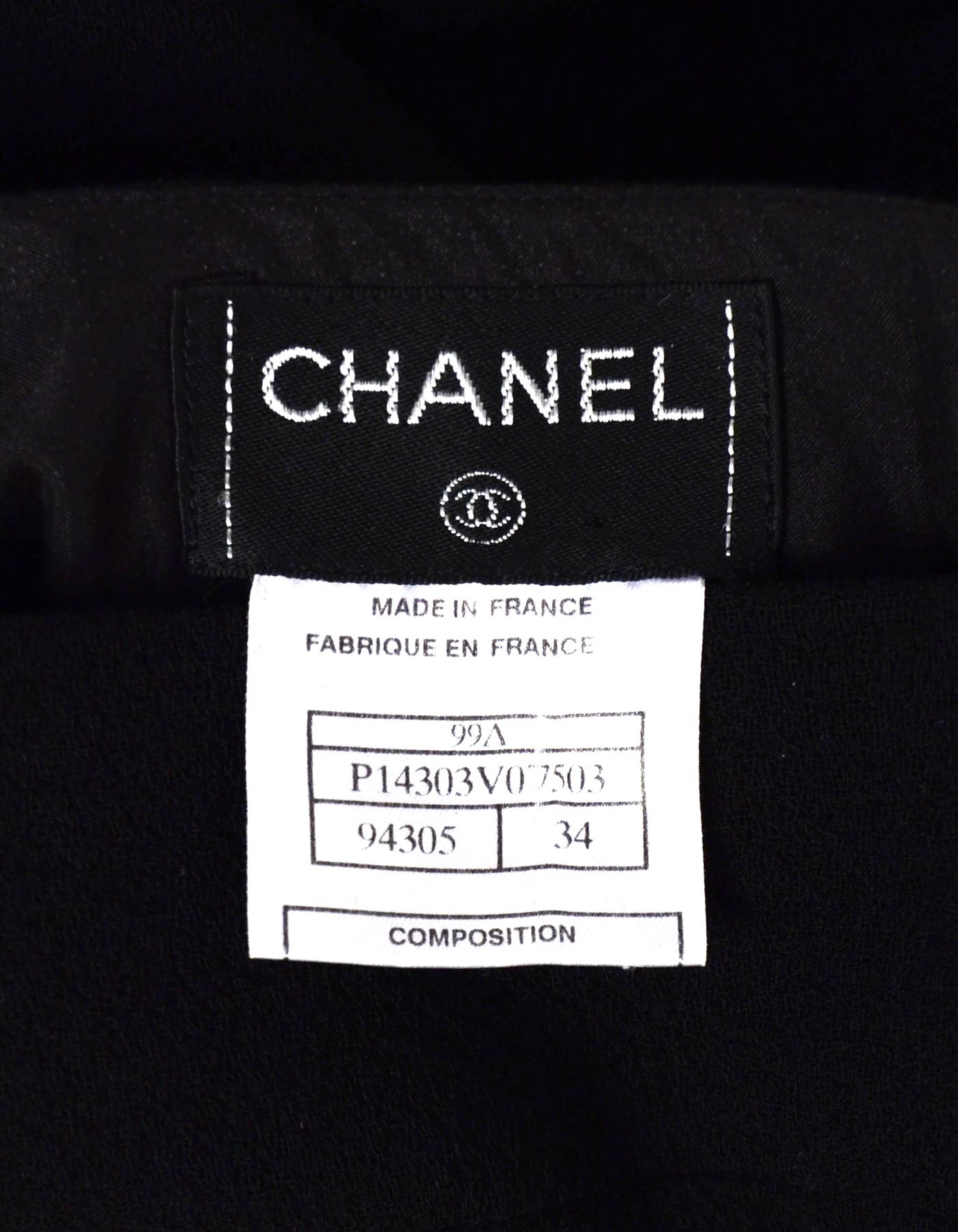 Women's Chanel Black Mini Skirt W/ Ruffle Bottom Sz 34