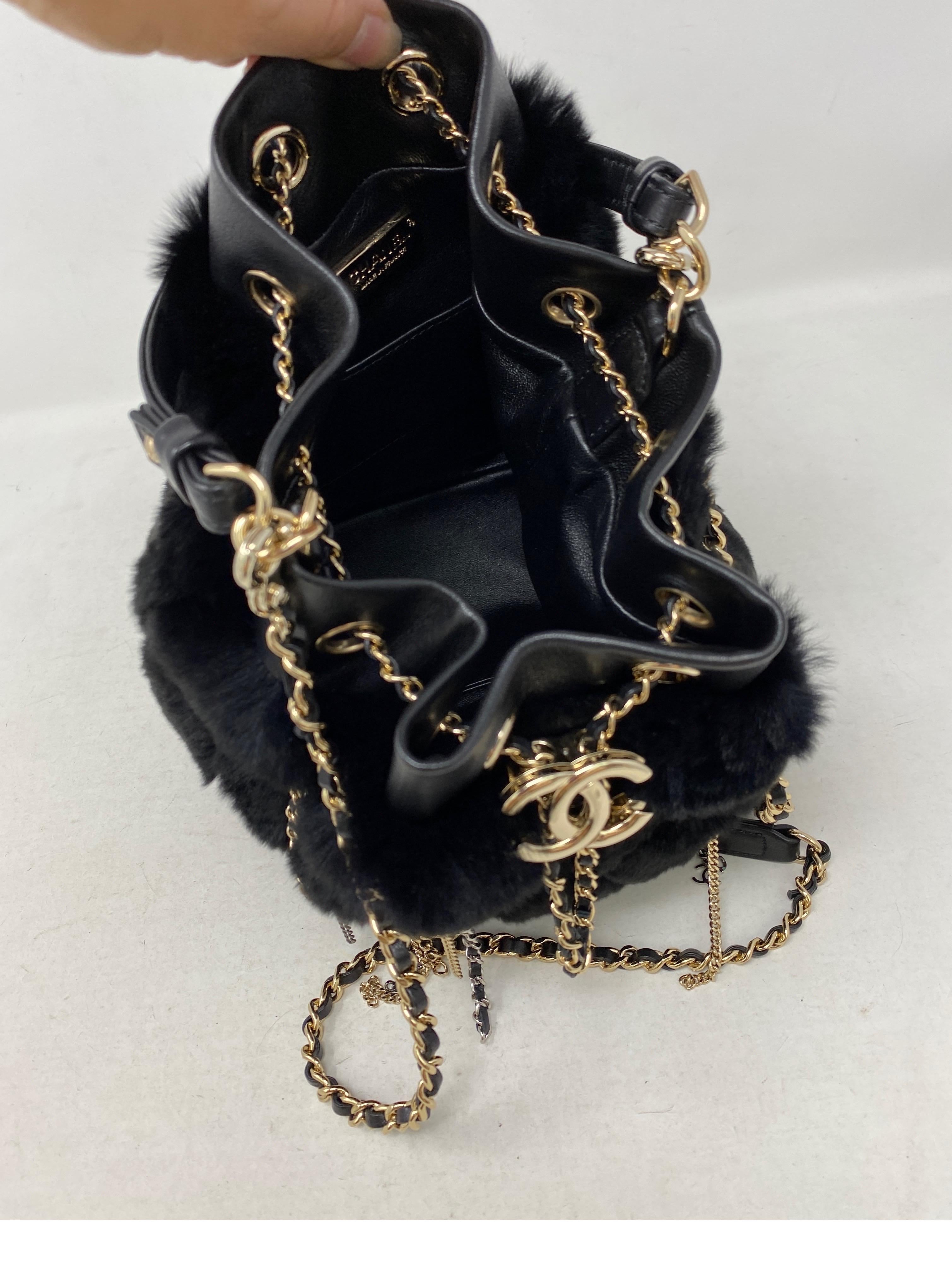 Chanel Black Mink Bucket Bag 6