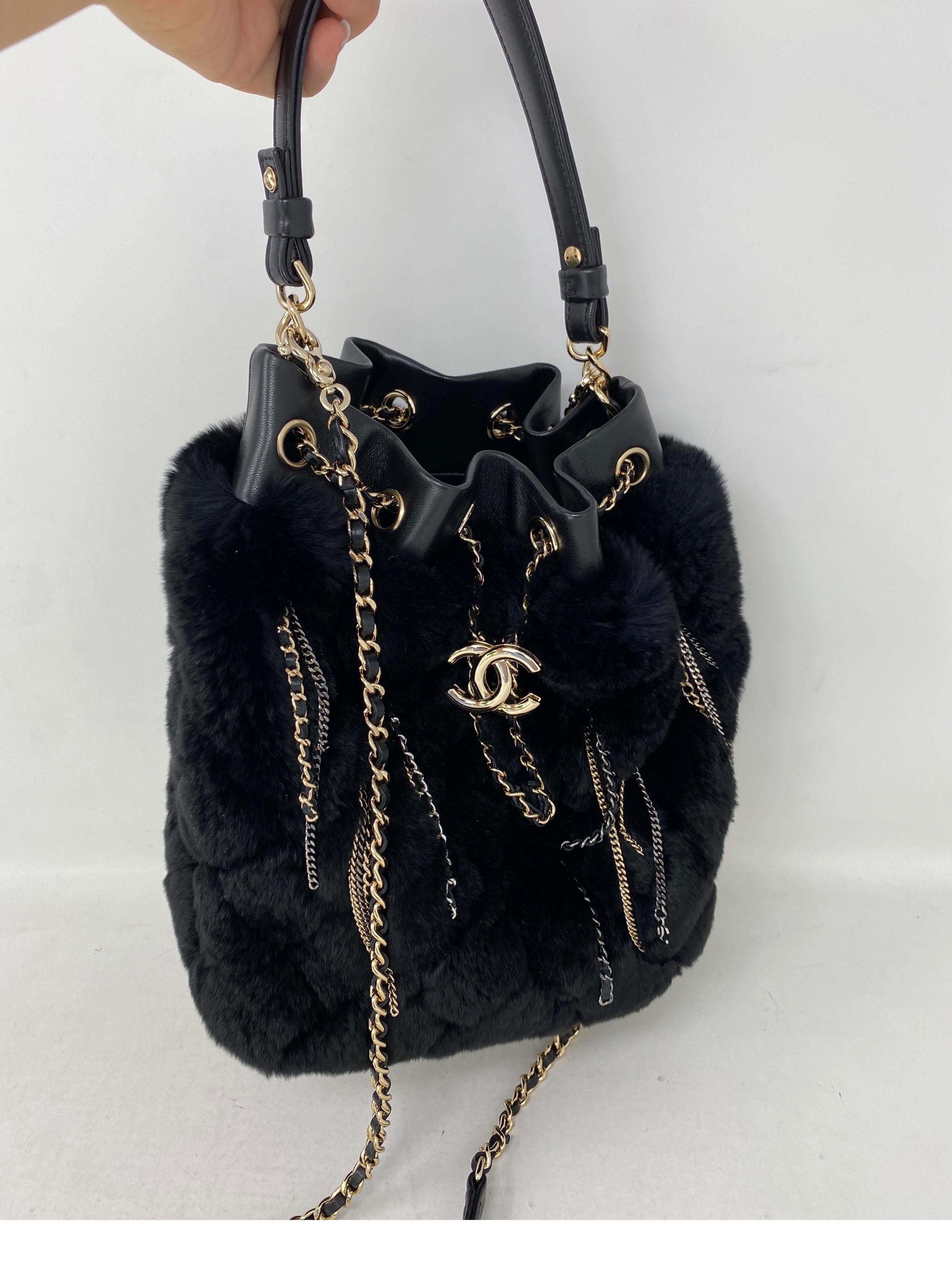 Chanel Black Mink Bucket Bag 10
