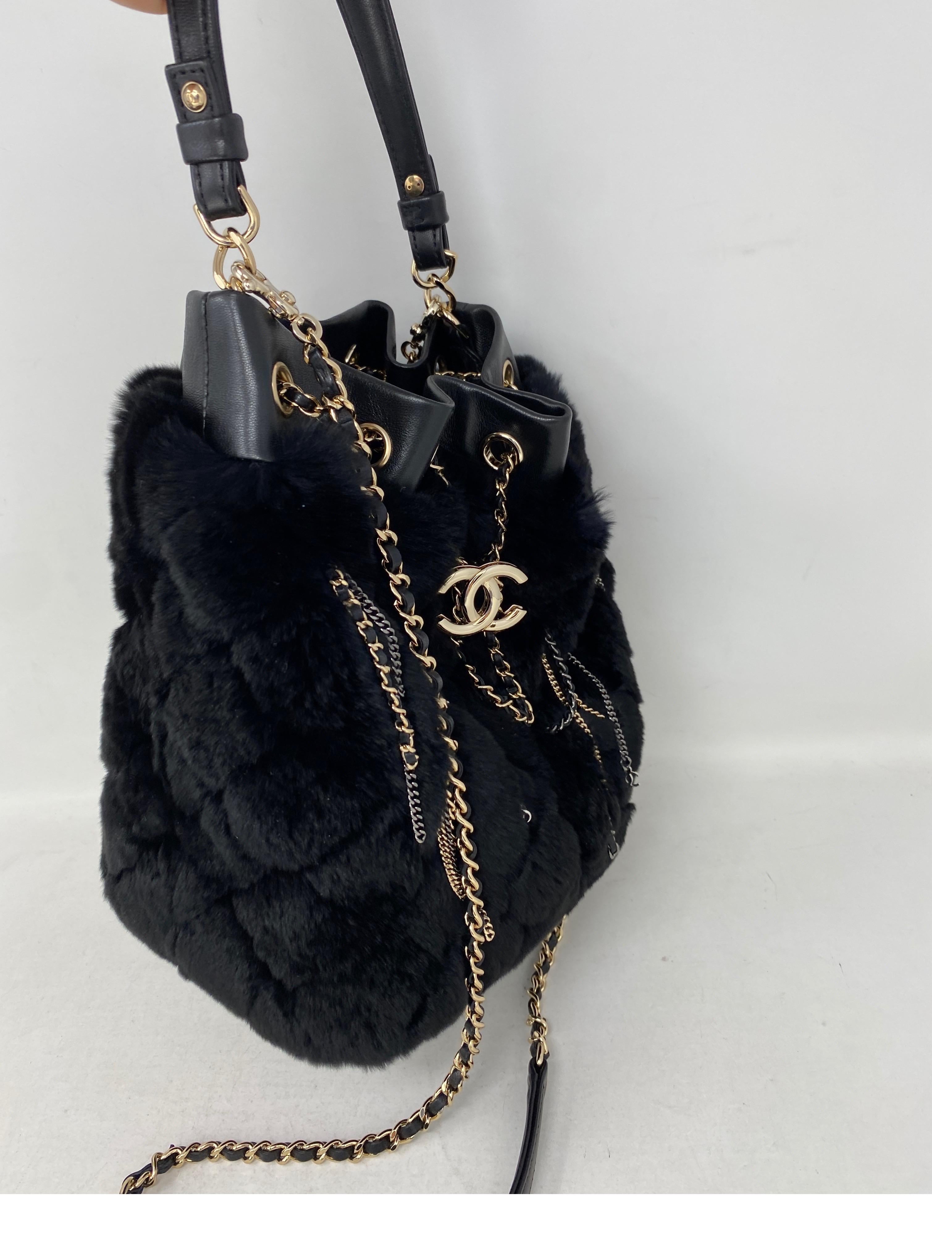 Chanel Black Mink Bucket Bag 11