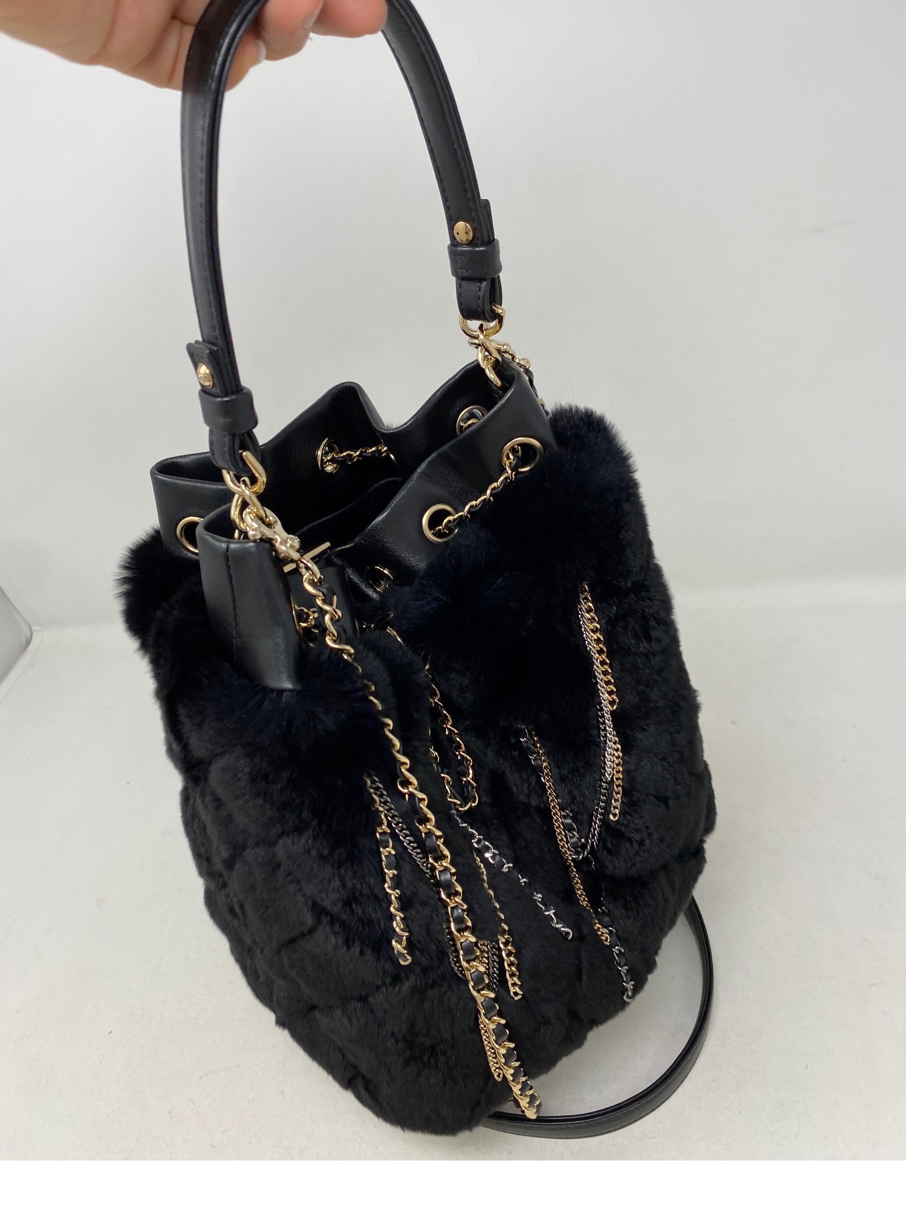 Chanel Black Mink Bucket Bag In New Condition In Athens, GA