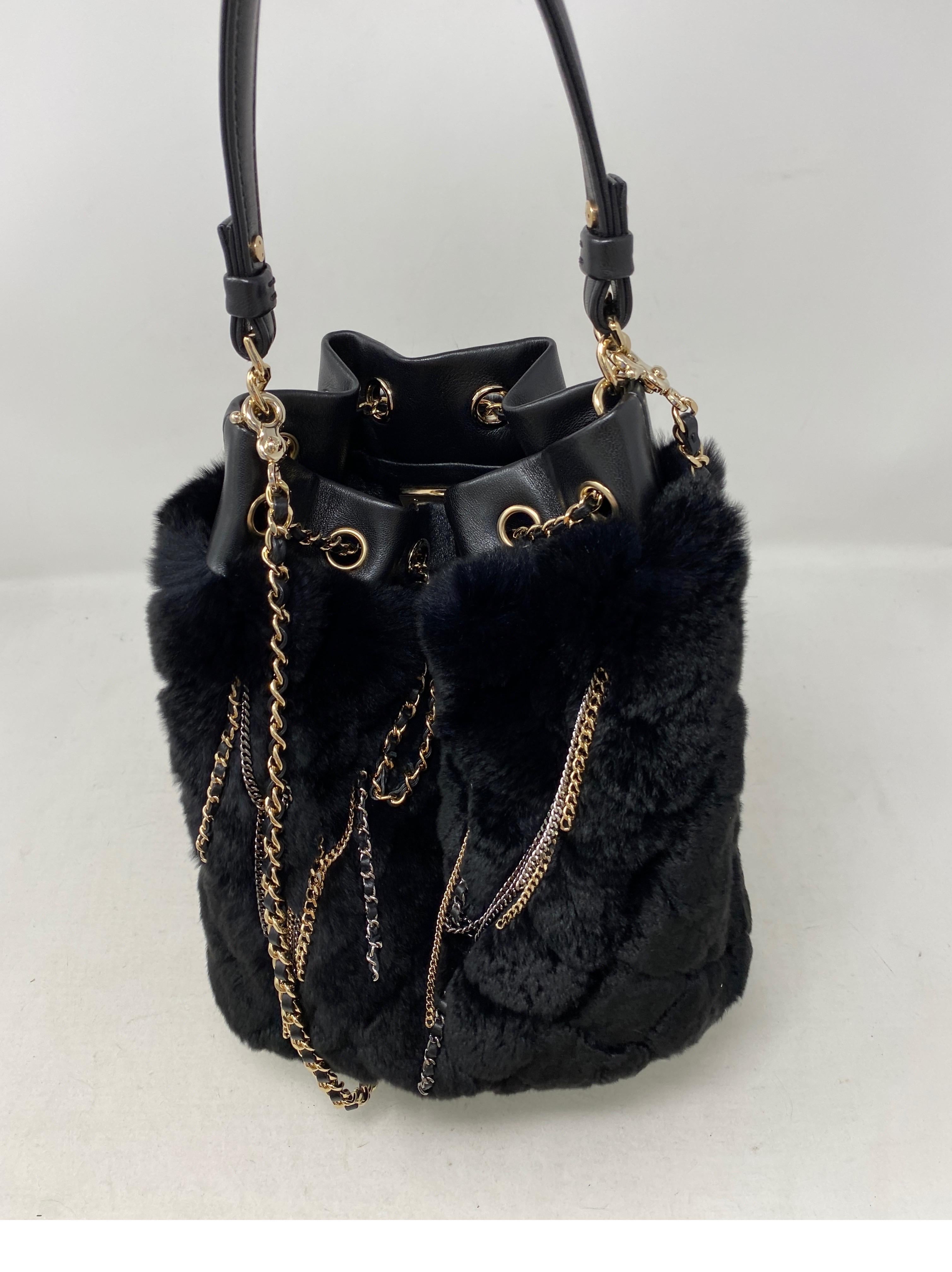Women's or Men's Chanel Black Mink Bucket Bag
