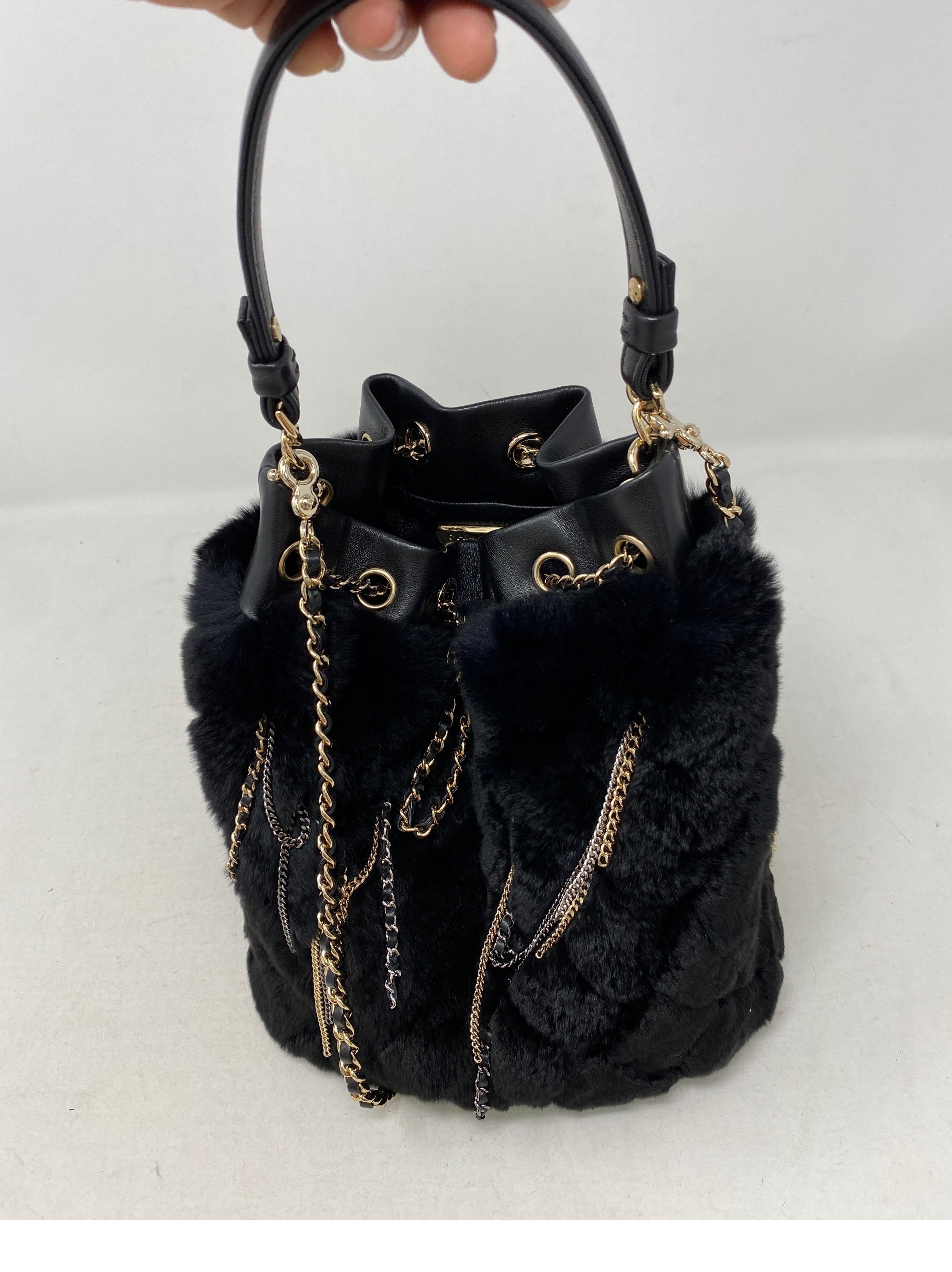 Chanel Black Mink Bucket Bag 1