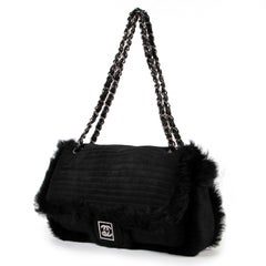 Chanel Black Mink Fur CC Flap Bag