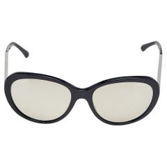 Chanel Black/Mirrored 5269 CC Logo Classic Timeless Oversize Cat Eye Sunglasses