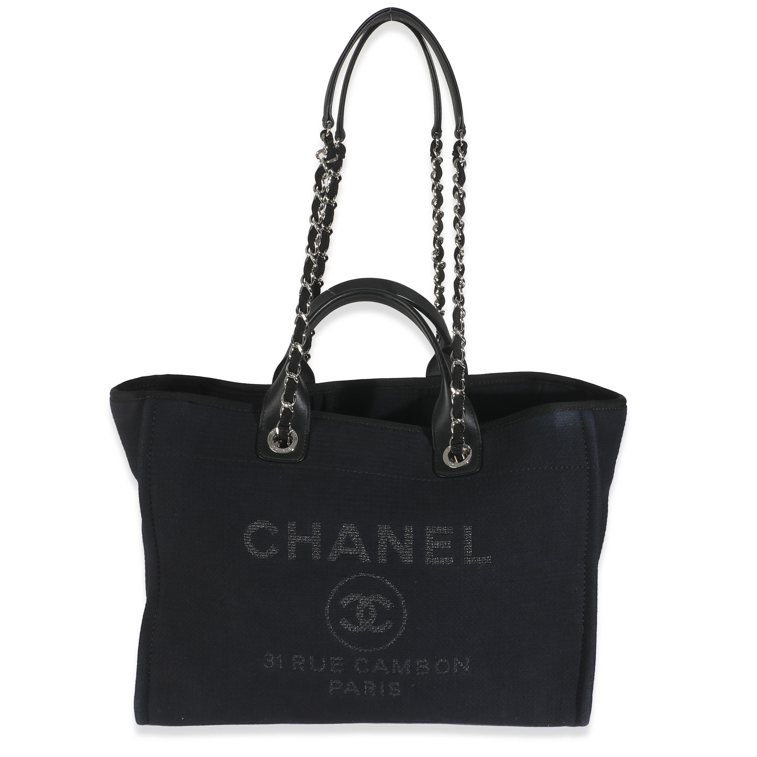 Chanel Schwarz Gemischte Fasern Große Deauville Tote im Angebot 4