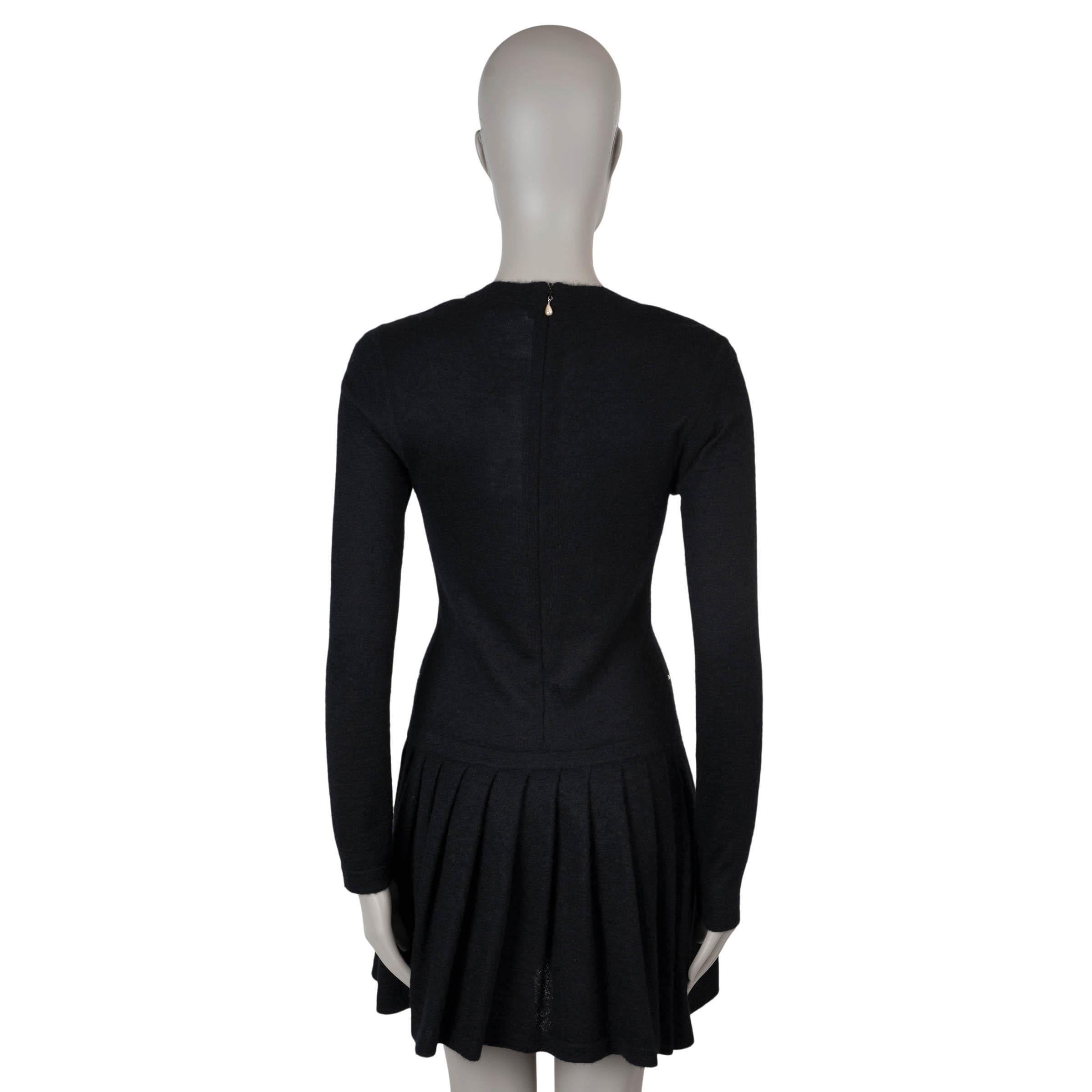 CHANEL negro mohair 2014 14B PEARL EMBELLISHED KNIT Vestido 36 XS Negro en venta