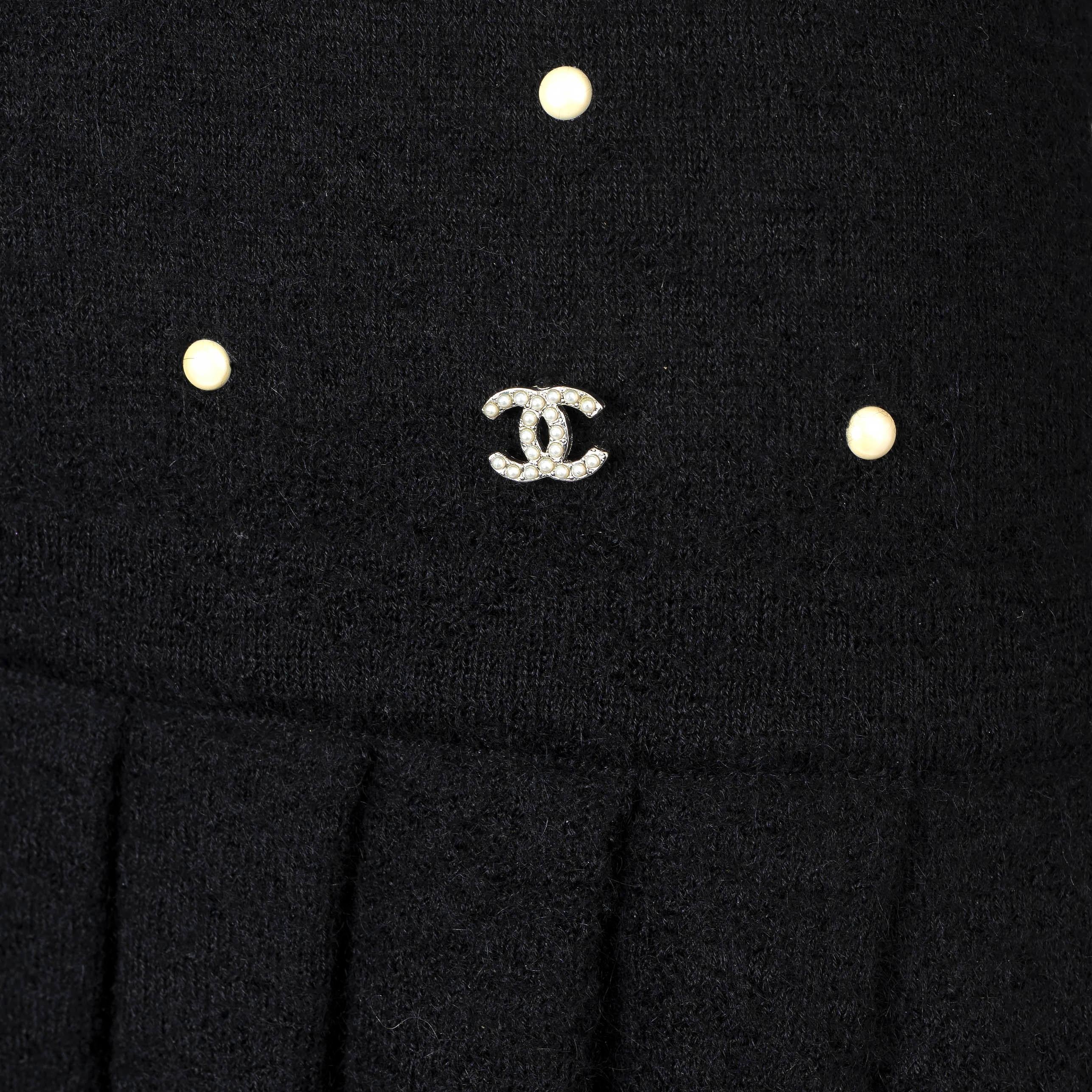 CHANEL negro mohair 2014 14B PEARL EMBELLISHED KNIT Vestido 36 XS en venta 1