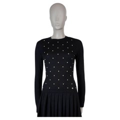 CHANEL mohair noir 2014 14B PEARL EMBELLISHED KNIT Robe 36 XS