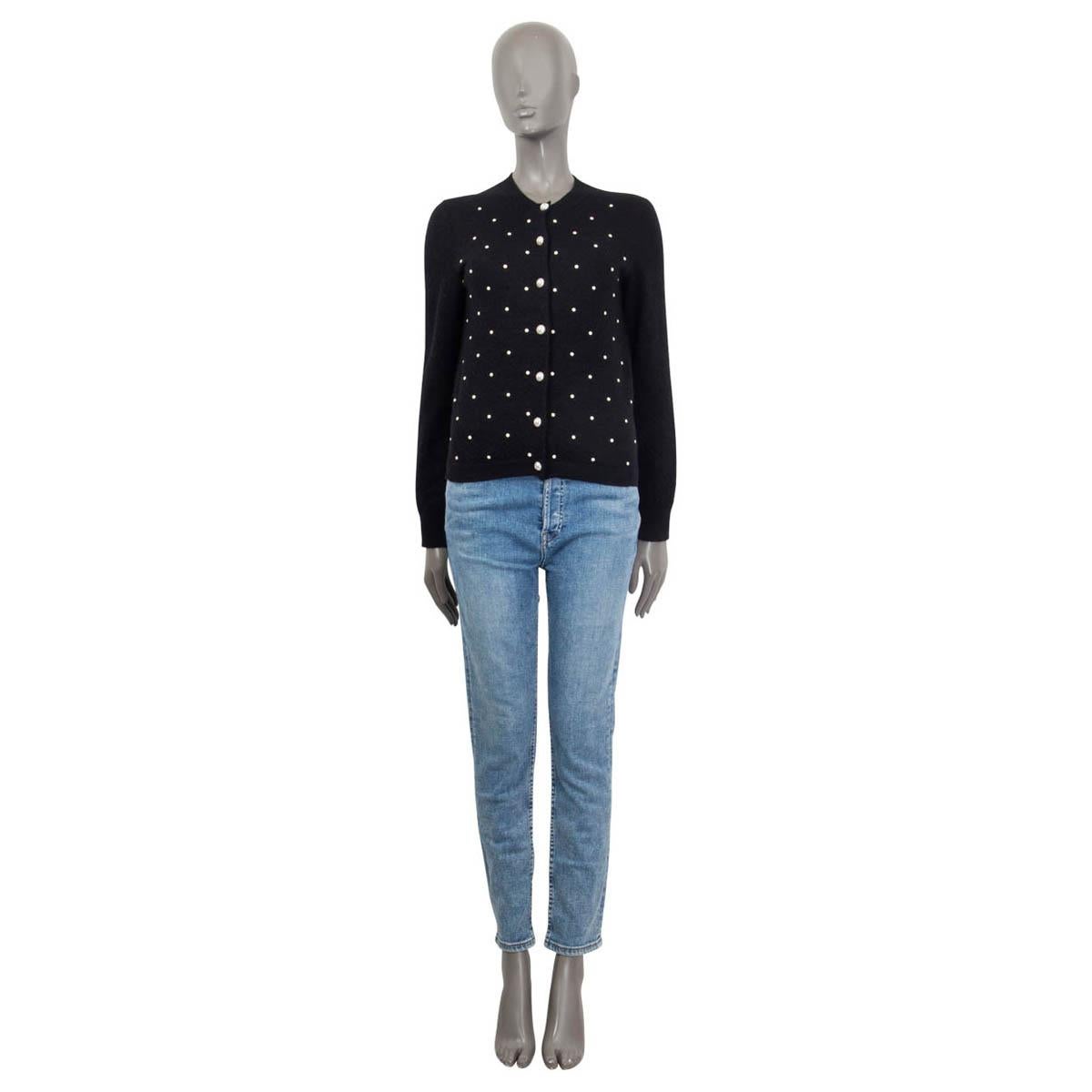 100% authentic Chanel pearl embellished cardigan in black mohair (70%) and cashmere (30%). Pre-Fall 2014 collection. Closes with pearl buttons on the front. Has been worn and is in excellent condition.

Measurements
Tag Size	38
Size	S
Shoulder