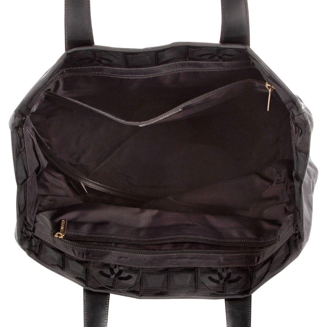 Chanel Black Monogram Travel Ligne Tote 1