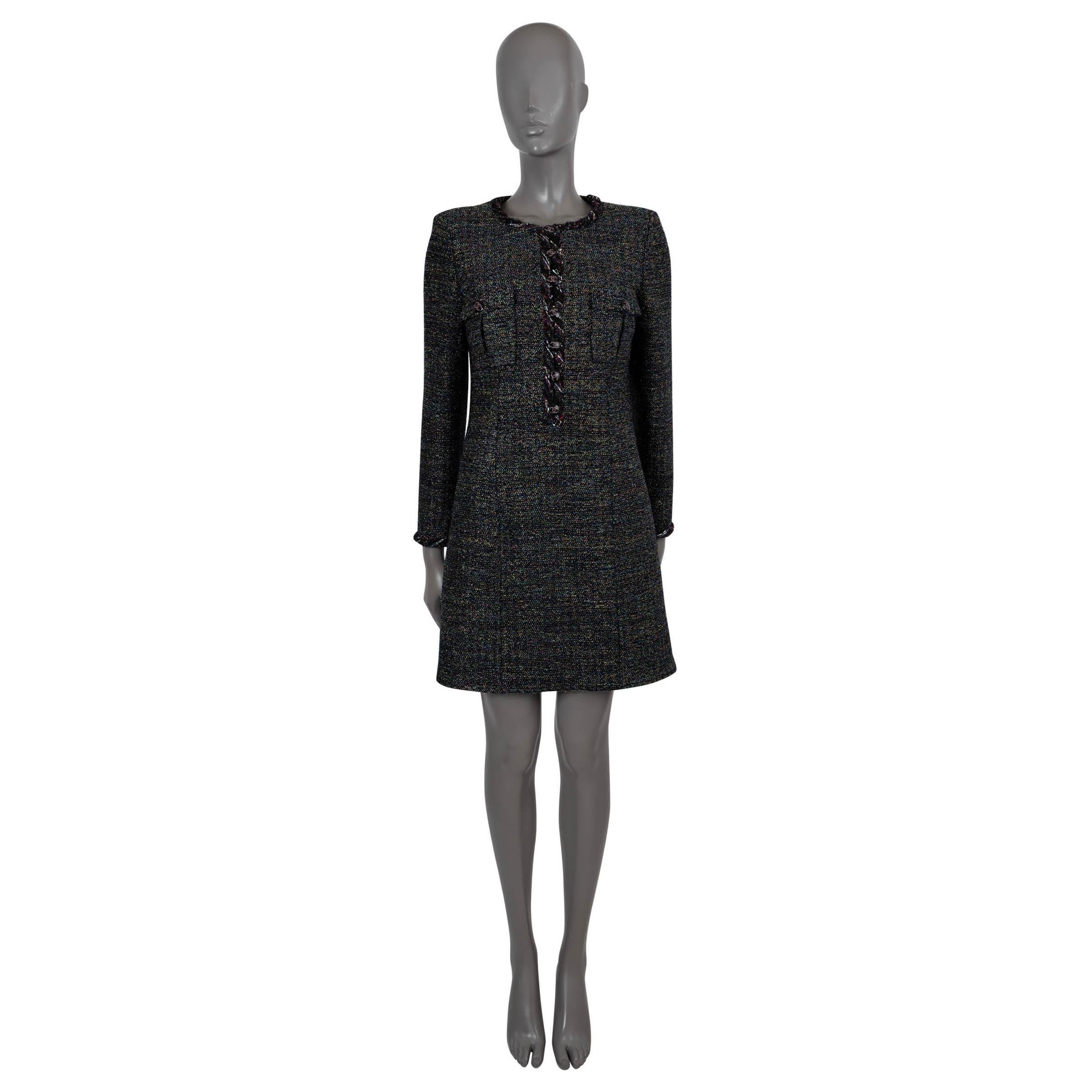 Women's CHANEL black & multi 2021 21K LUREX TWEED Dress 38 S For Sale