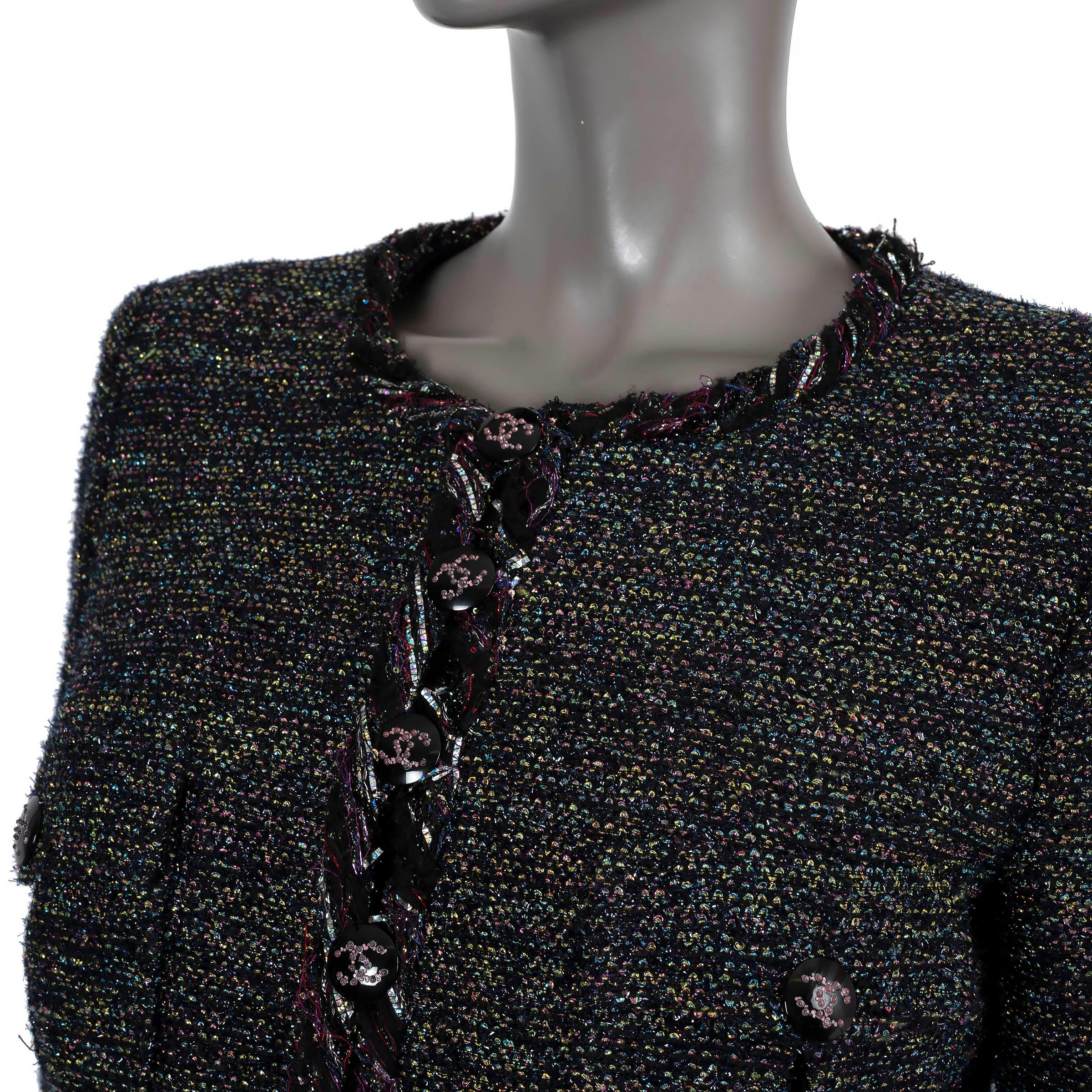 CHANEL black & multi 2021 21K LUREX TWEED Dress 38 S For Sale 1