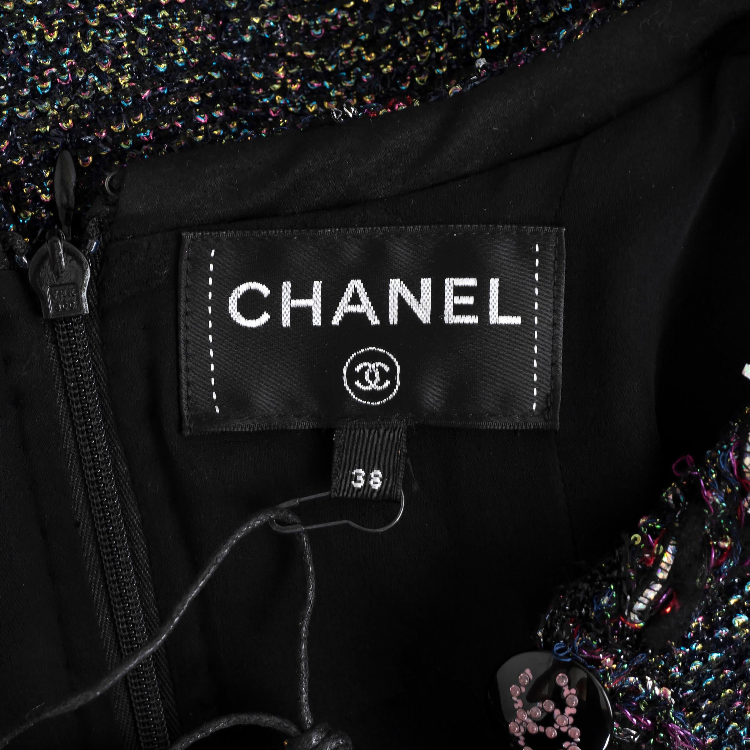 CHANEL black & multi 2021 21K LUREX TWEED Dress 38 S For Sale 2