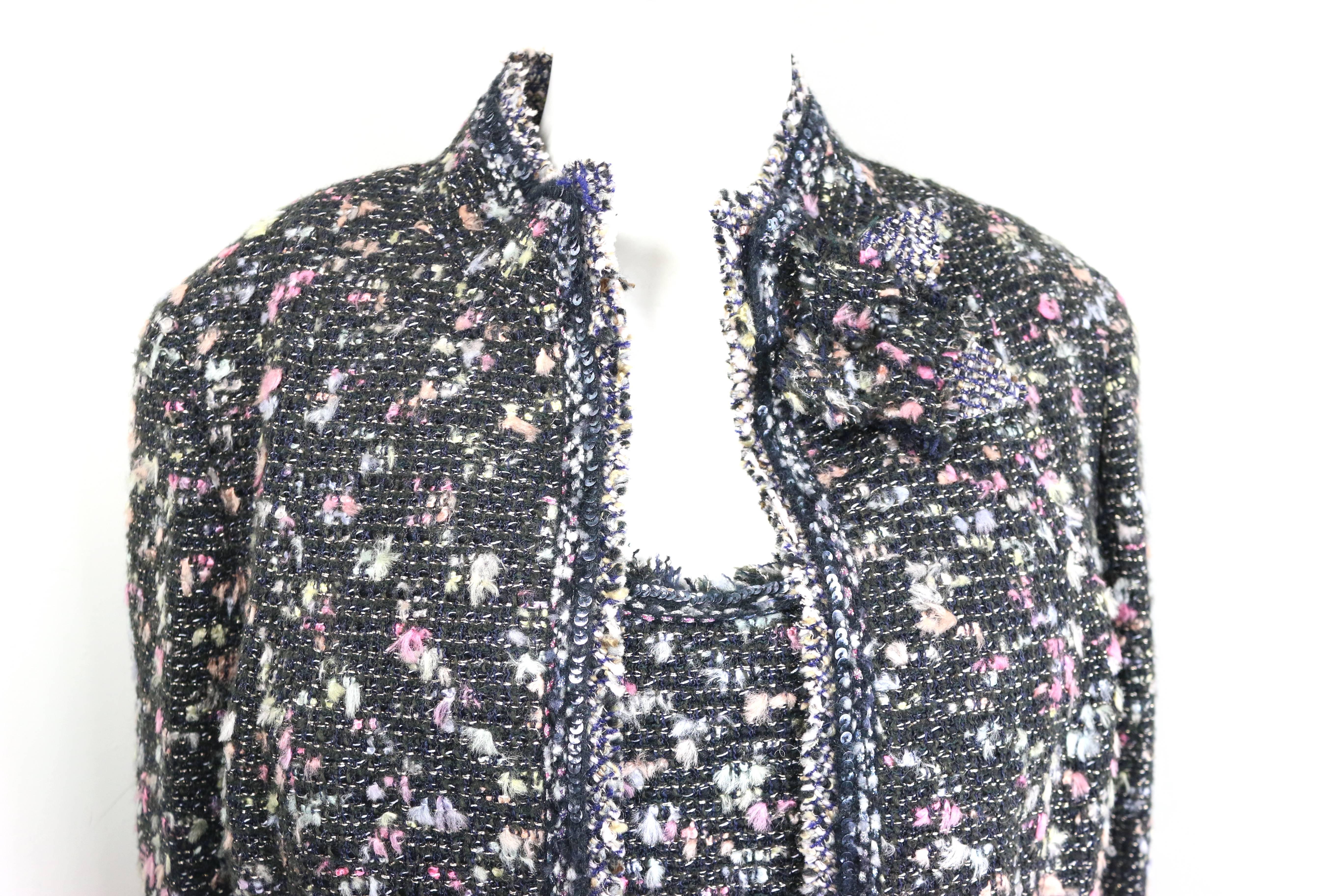 Chanel Black Multi Colours Tweed Jacket and Sleeveless Top Ensembles For Sale 1
