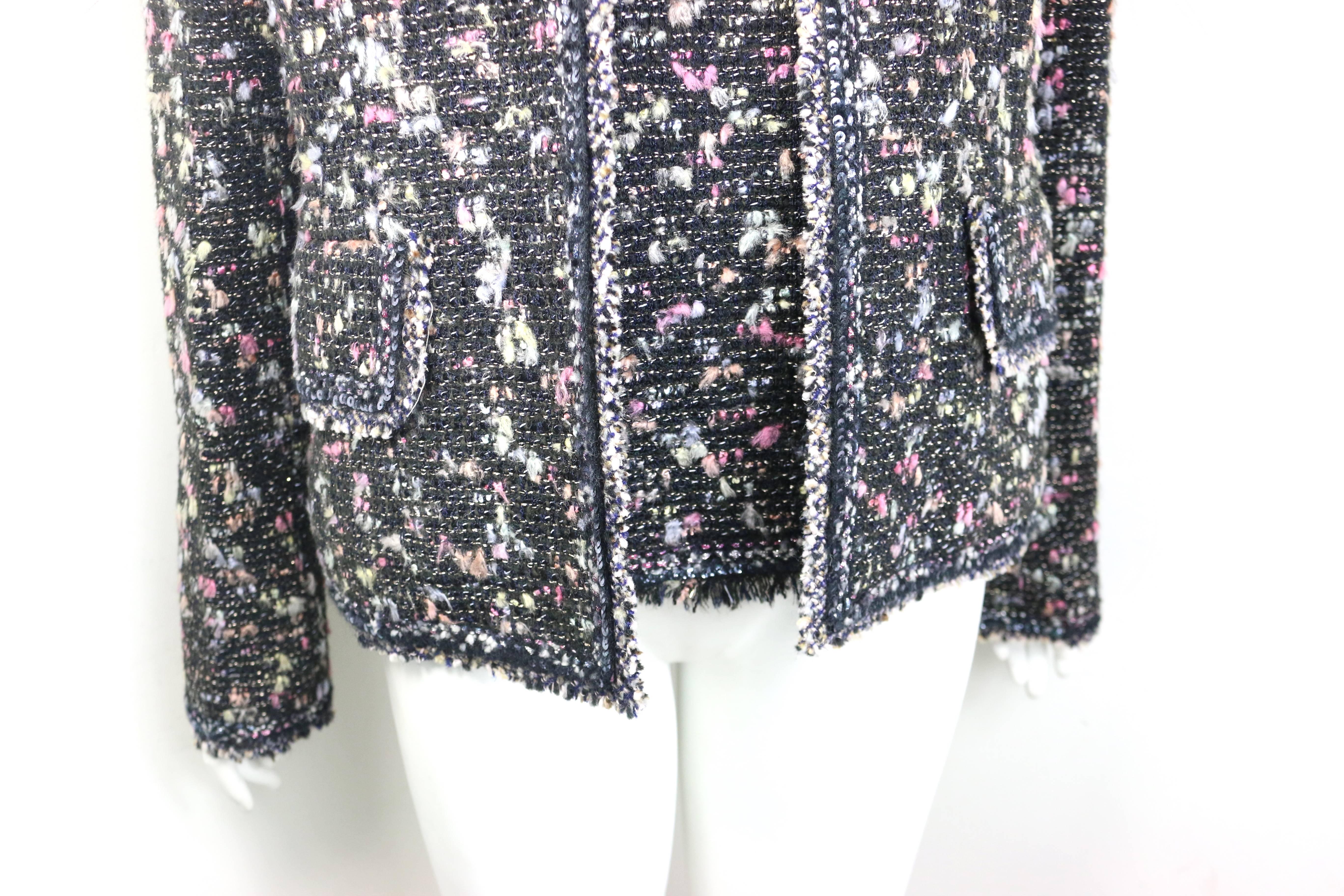 Chanel Black Multi Colours Tweed Jacket and Sleeveless Top Ensembles For Sale 2