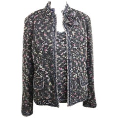 Chanel Black Multi Colours Tweed Jacket and Sleeveless Top Ensembles