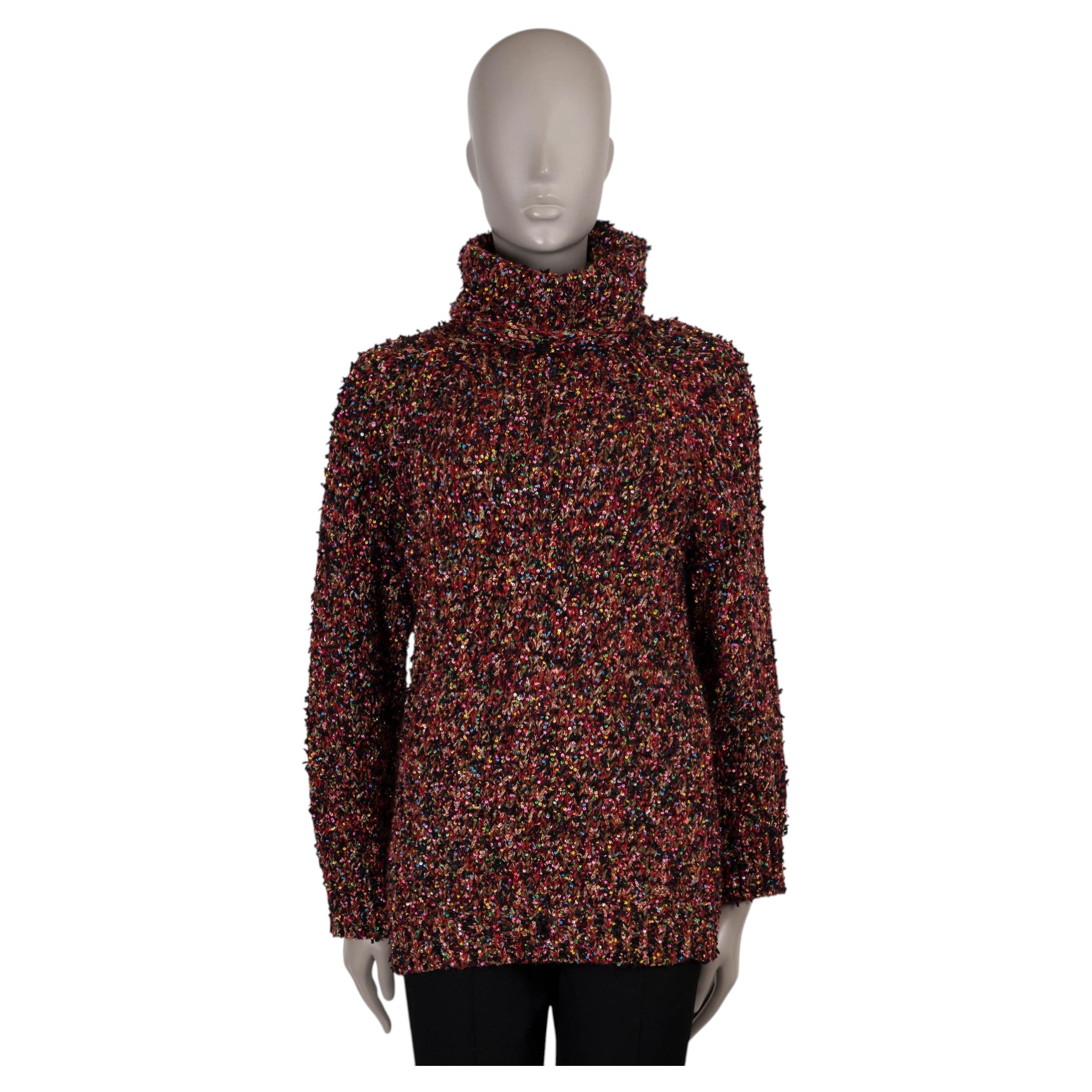 CHANEL noir multi mohair 15K SEQUIN TURTLENCK Pull 40 M en vente