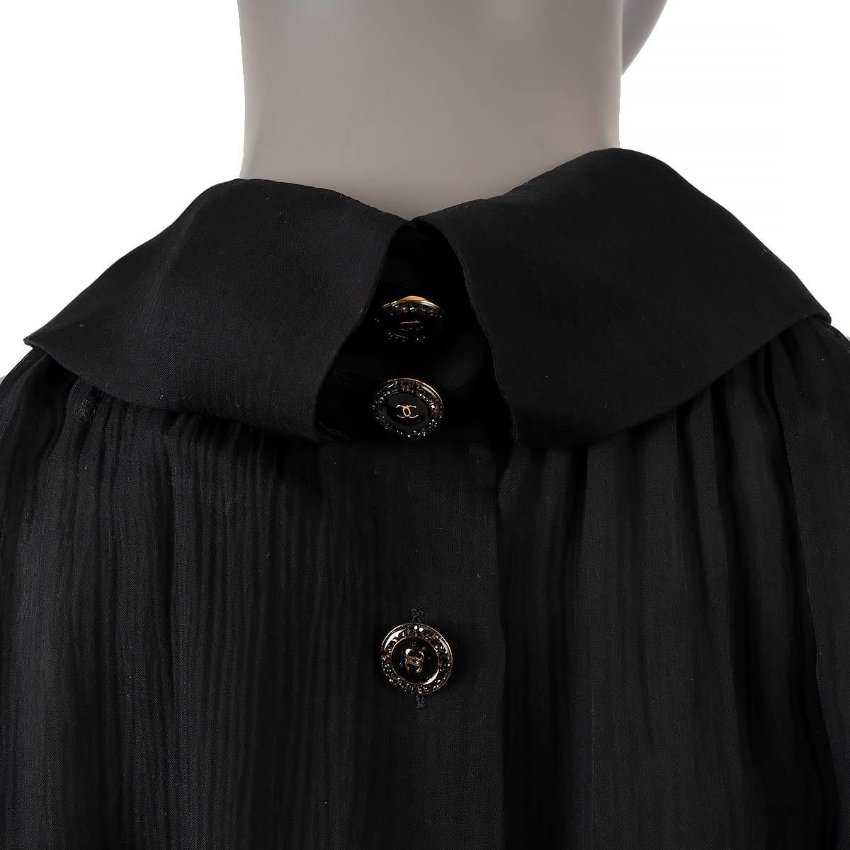 CHANEL black & multi silk 2022 22S FLORAL CHIFFON MAXI Dress 42 L For Sale 2