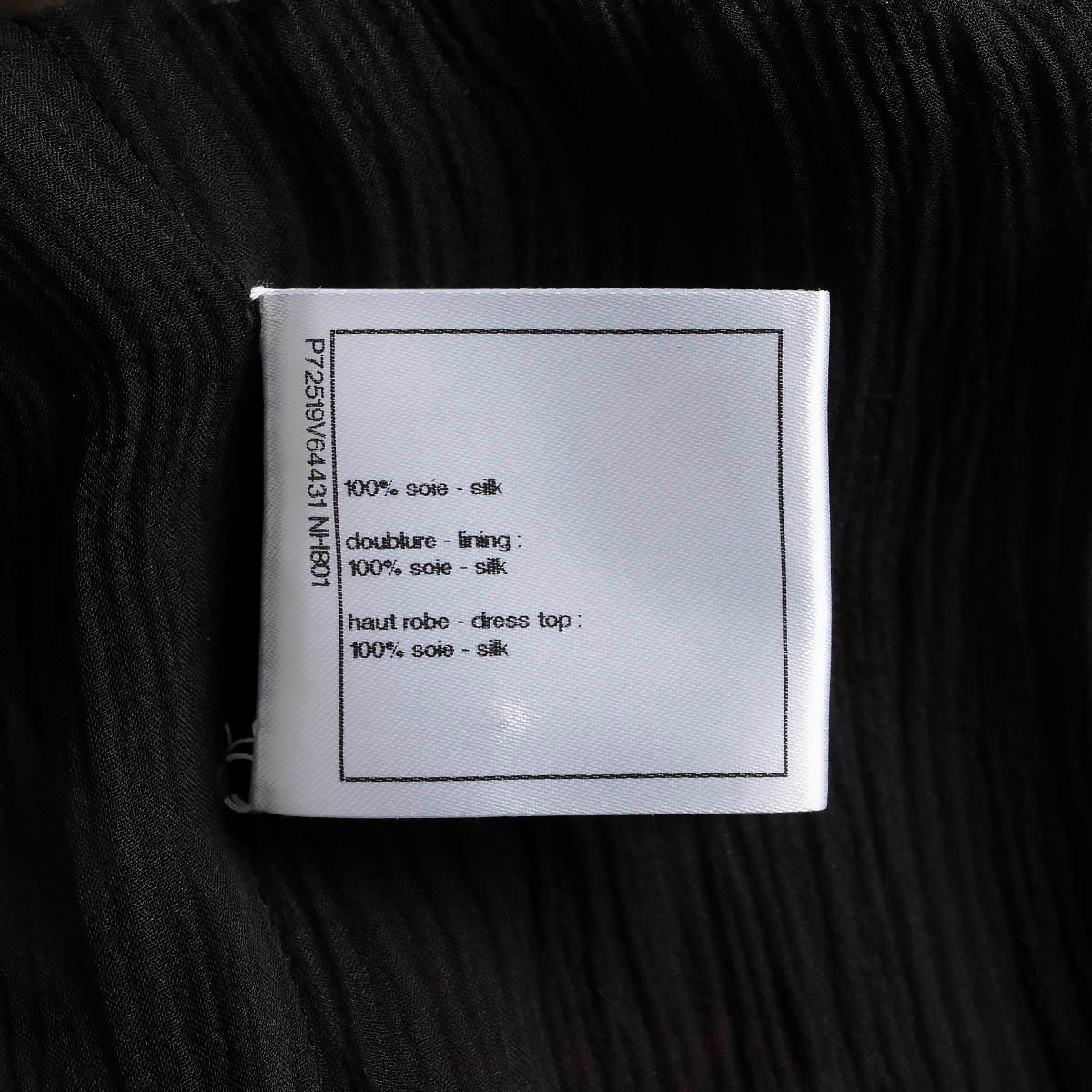 CHANEL black & multi silk 2022 22S FLORAL CHIFFON MAXI Dress 42 L For Sale 5