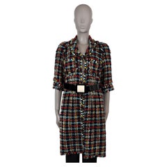 CHANEL black 
multi wool 07A BEADED TWEED Coat Jacket S