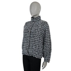CHANEL black & multi wool blend 23A DAKAR TWEED Bomber Jacket 44 fits 42 L