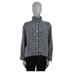 CHANEL black & multi wool blend 23A DAKAR TWEED Bomber Jacket 44 fits 42 L